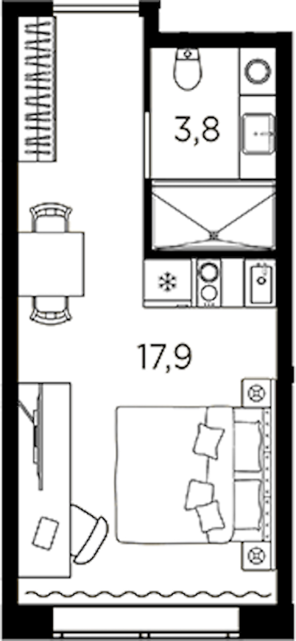 Квартира студия 21.7 м², 5/13 эт., ЖК «AVENIR Industrial»